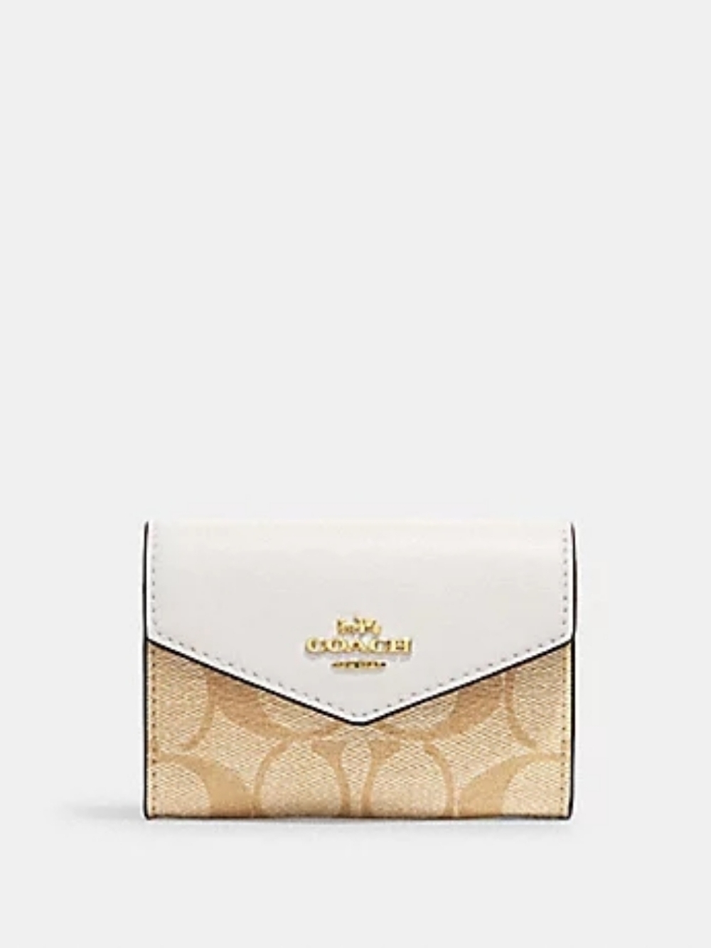 NWT Coach Light Khaki Signature Compact Wallet